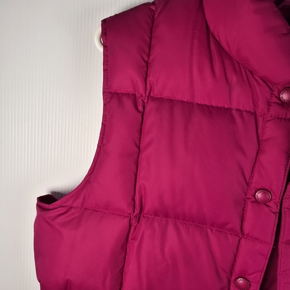 NWOT Lands' End Womens Goose Down Puffer Vest Fuchsia Pink Snap-Button Close L - Picture 4 of 12